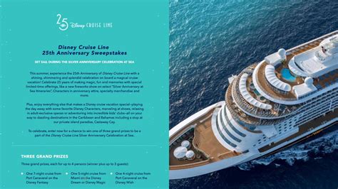 Disney Cruise Line 25th Anniversary Sweepstakes.